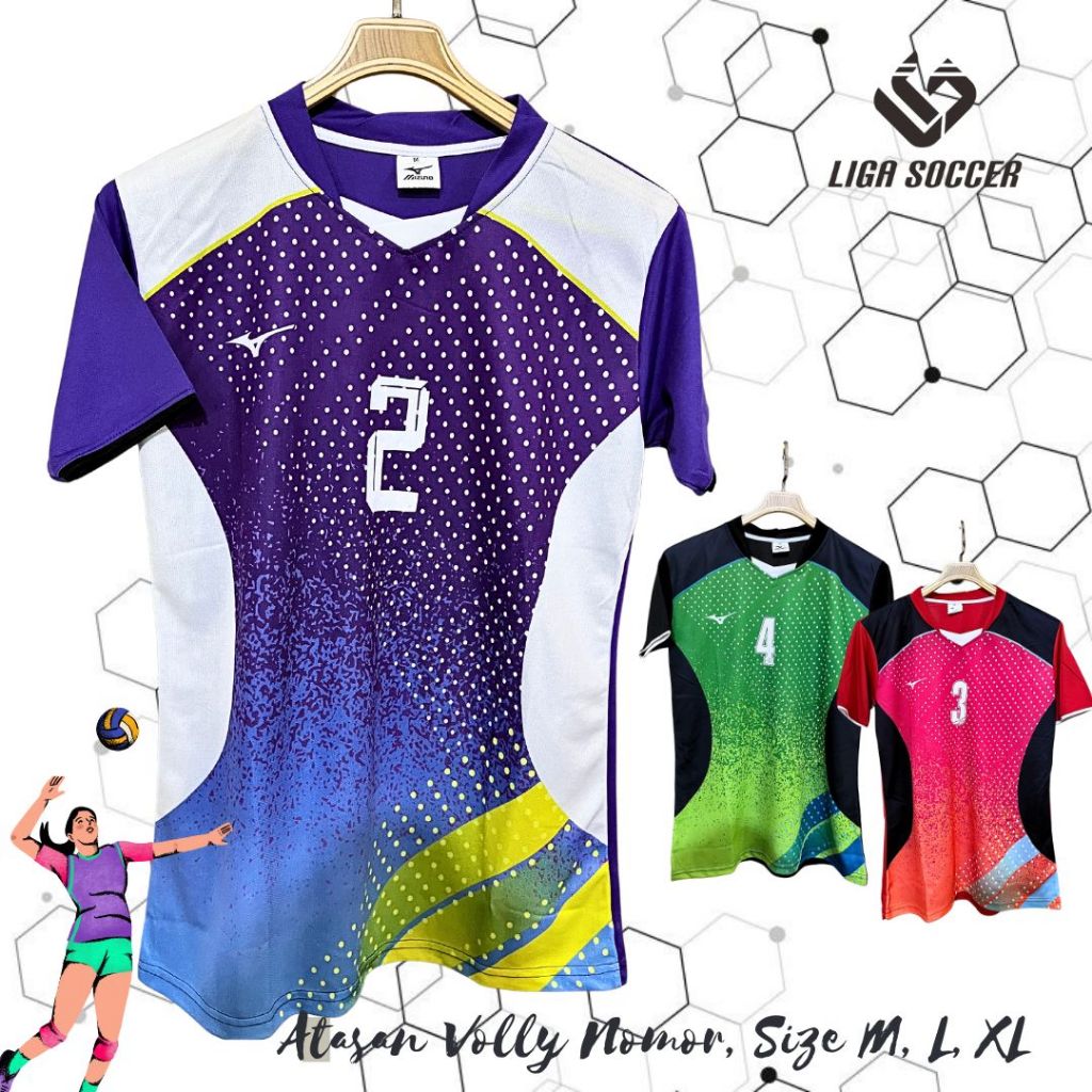Baju Voli Cewek Printing Lusinan Bernomer Baju Team Voli Printing