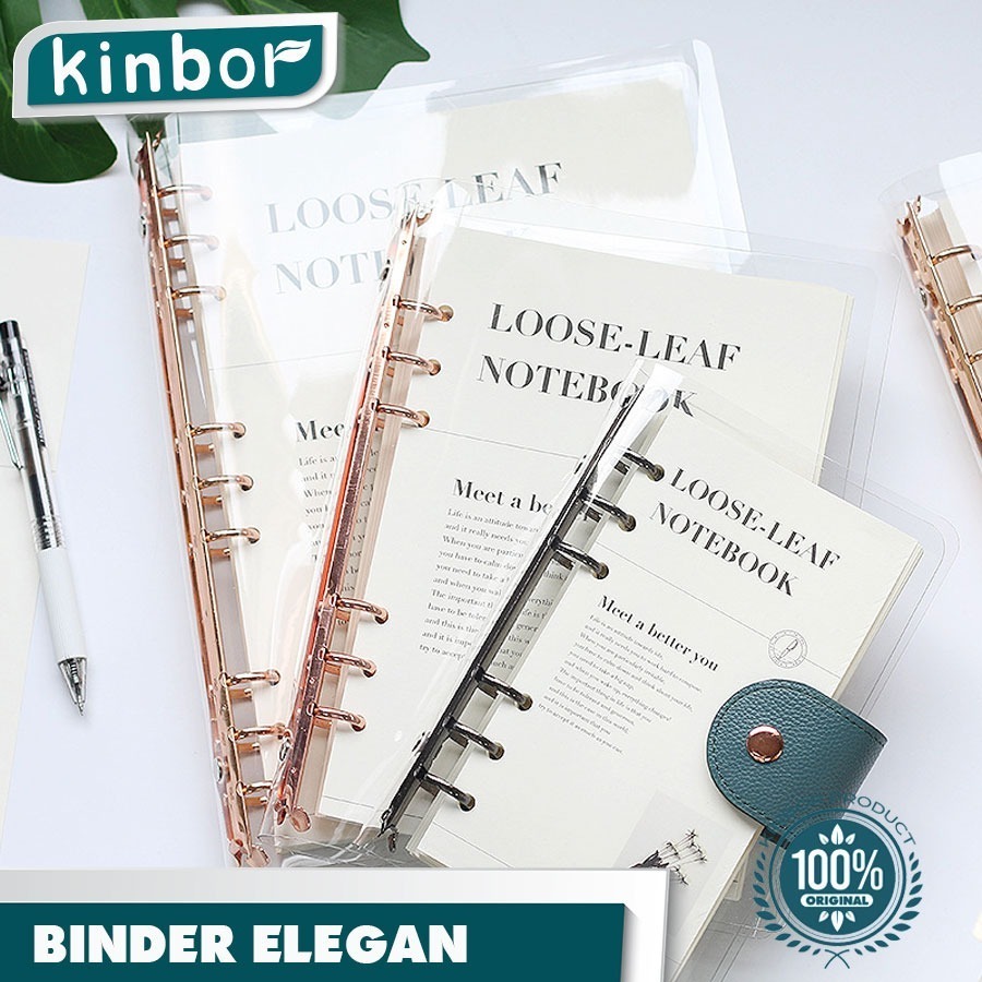 

Elegant Binder A5 Transparan Binder with Clip Note Book Loose Leaf Rose Gold Binder ( KINBOR )