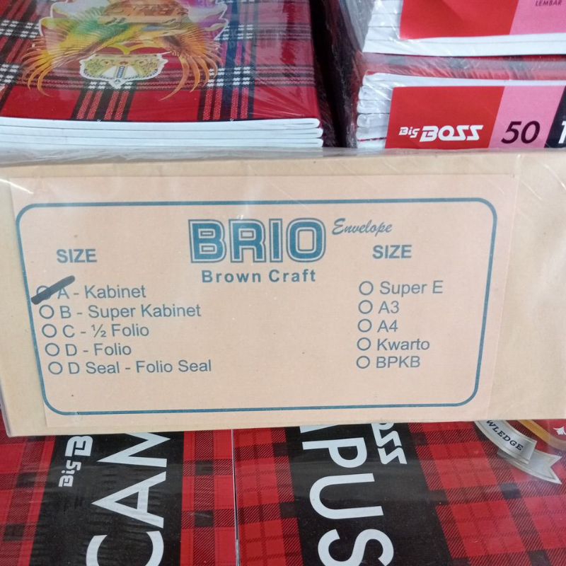 

BRIO Amplop coklat Kabinet 1pack 100lembar