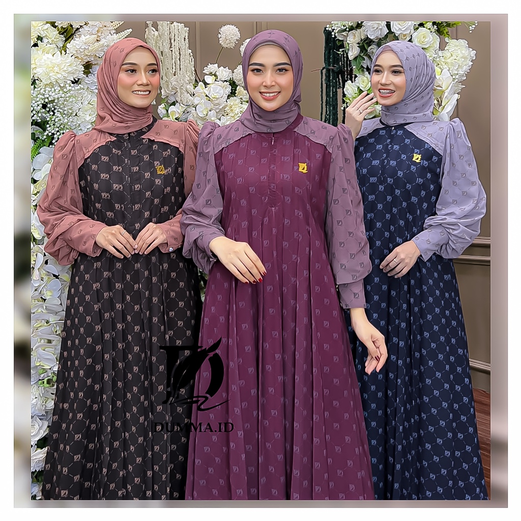 Dumma.id - Pakaian Wanita  Zizah Singature Set Hijab  Ceruty babydoll Armany Printing Dumma Berfurin