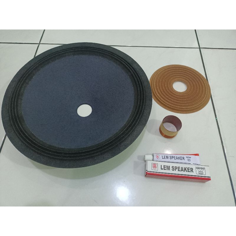 DAUN SPEAKER 12INCHI + DUMPER+SPOOL+LEM SPEAKER UTK SPEAKER 12INCHI( KUALITAS BAGUS)