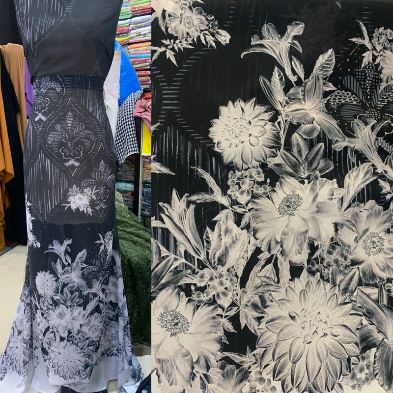 Bahan Kain Sifon Motif Bunga/ Sifon Terbaru