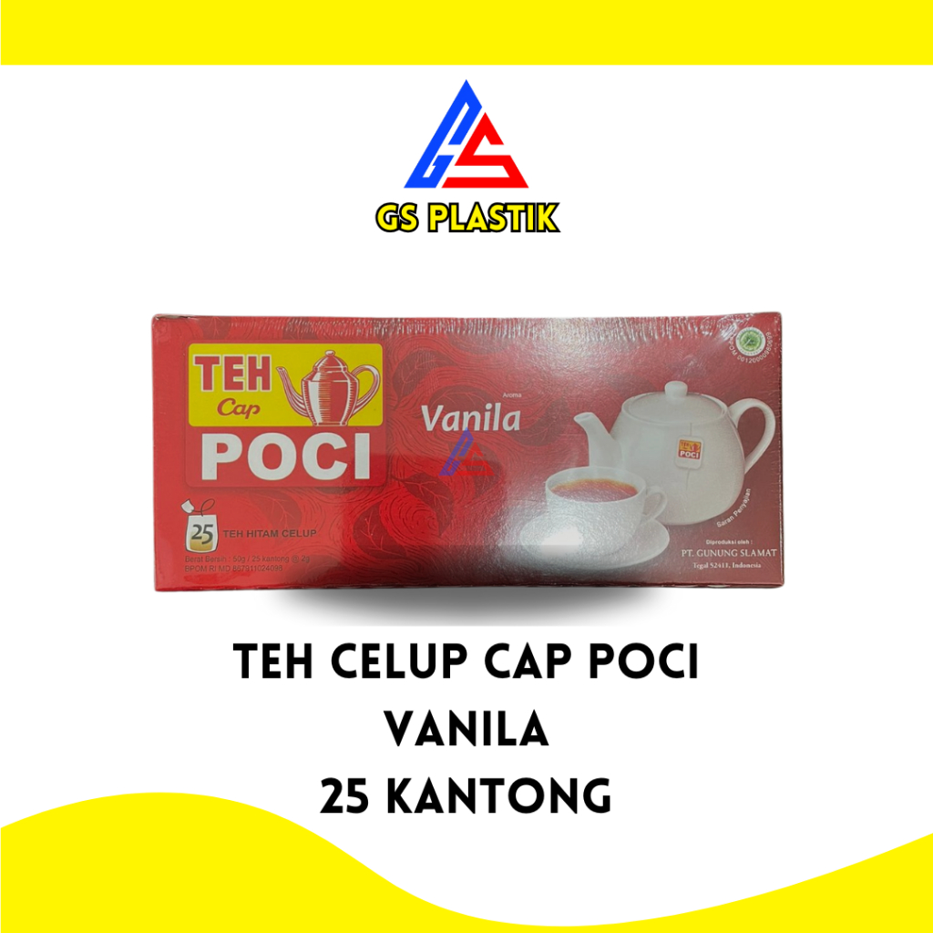 

Teh Celup Cap Poci 25 pcs Aroma Vanila Teh Hitam Bubuk Teh Poci