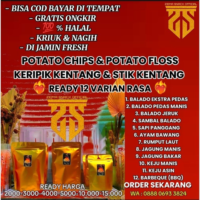 

TERMURAH STIK & KERIPIK KENTANG RENYAH, LEZAT, NAGIH
