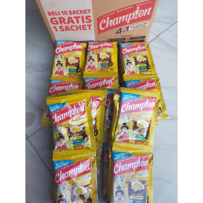 

paket ambyar Energen champion 2 renteng(1 renteng isi 10 free 1 pcs)total isi 22 bungkus