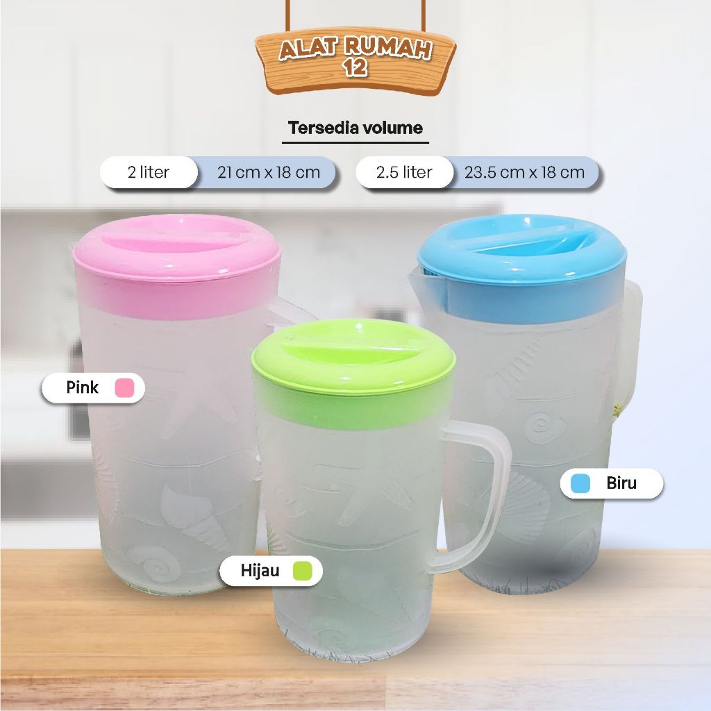 

Teko Air Minum Bahan Plastik Tahan Panas Kapasitas 2,5 Liter Varian Warna Pink Biru Orange Hijau Ungu