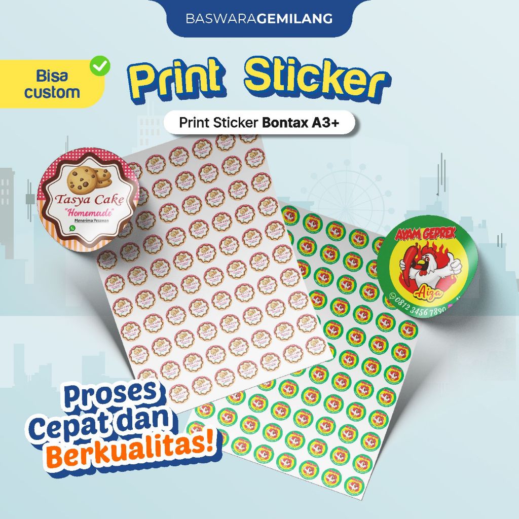 

Cetak Stiker Free Cutting Bontak A3+ Glossy Metode Cetak Digital Print