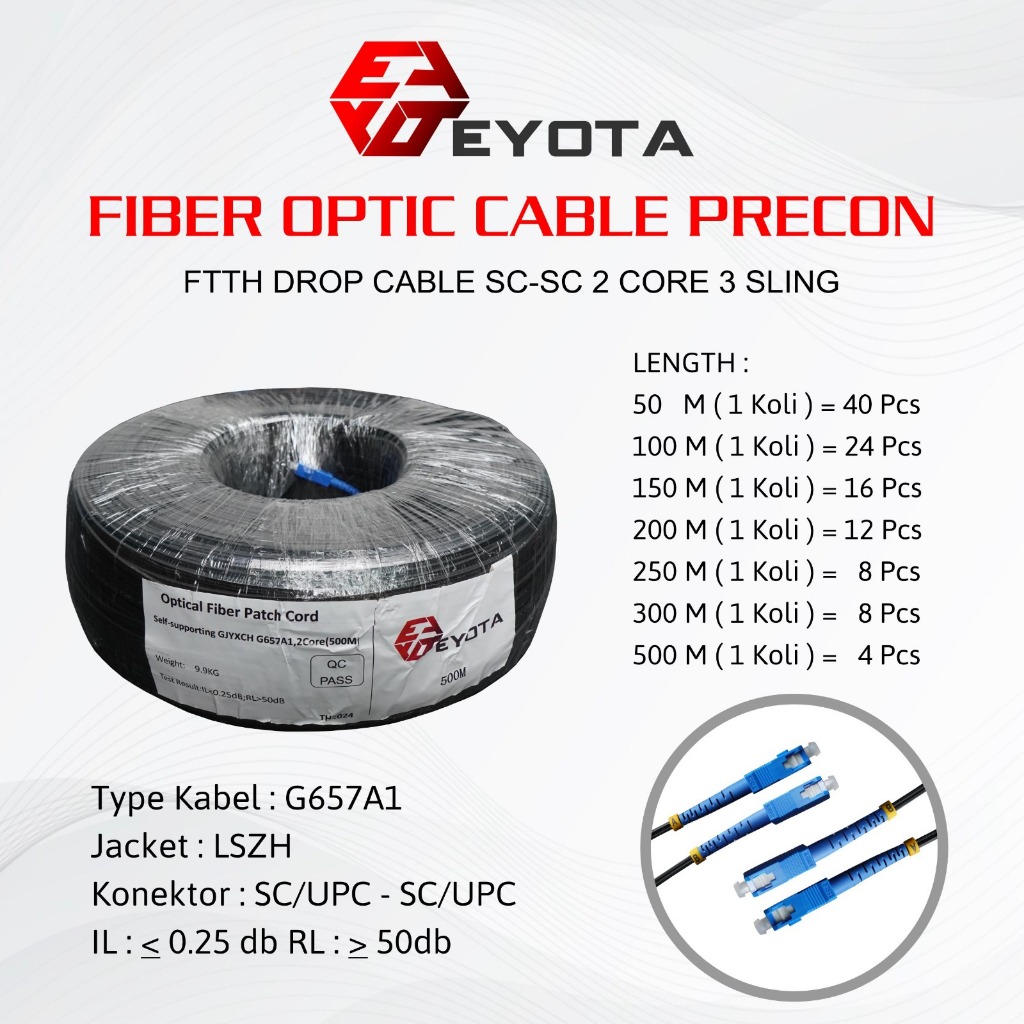 EYOTA KABEL FIBER OPTIK PRECON 2 CORE 3 SLING 500 METER