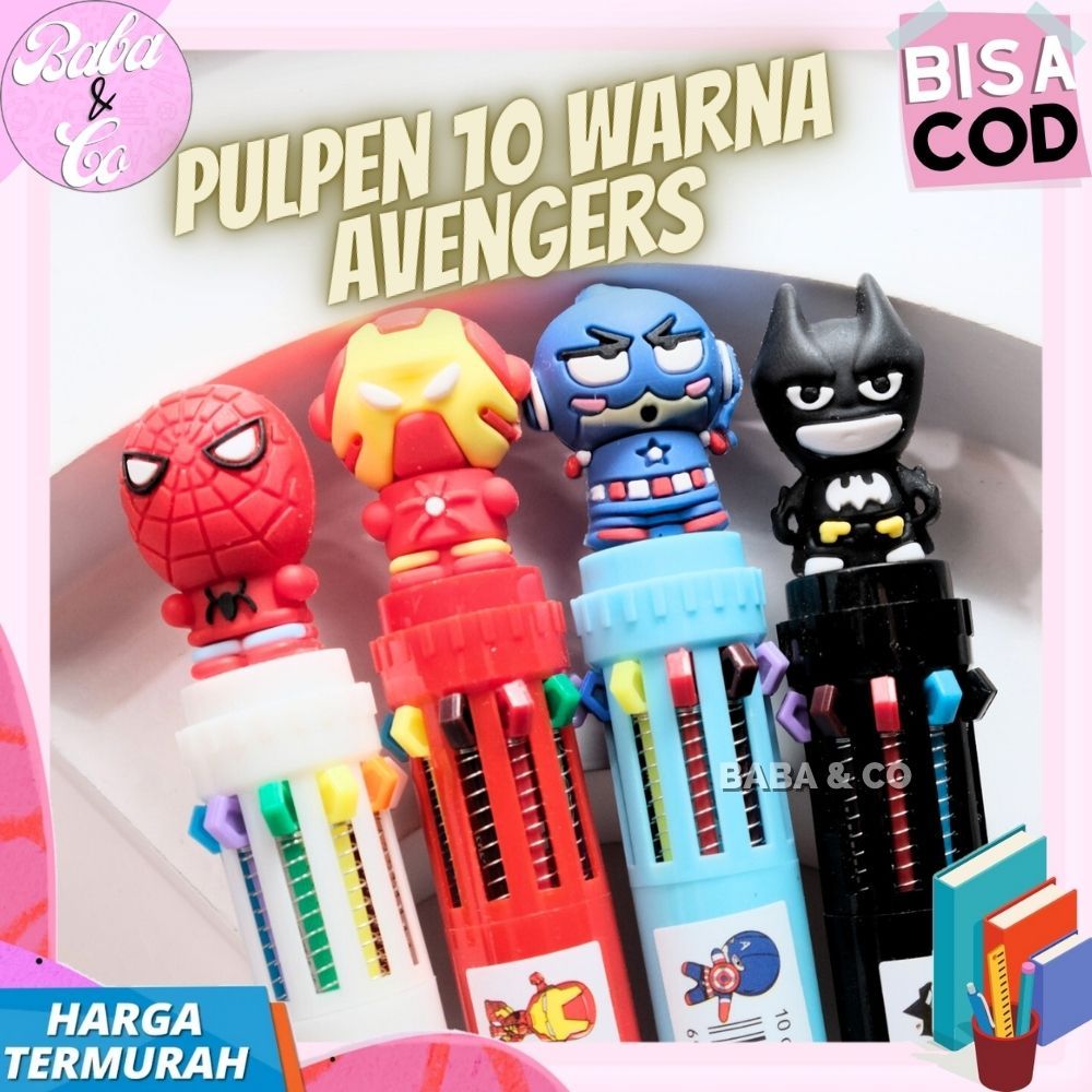 

PEN AVENGERS 10 WARNA PULPEN SUPERHERO BATMAN SPIDERMAN IRONMAN CAPTAIN AMERICA 10 WARNA AVENGER LUCU UNIK PEN CETEK 10 WARNA SUPER HERO AVENGER
