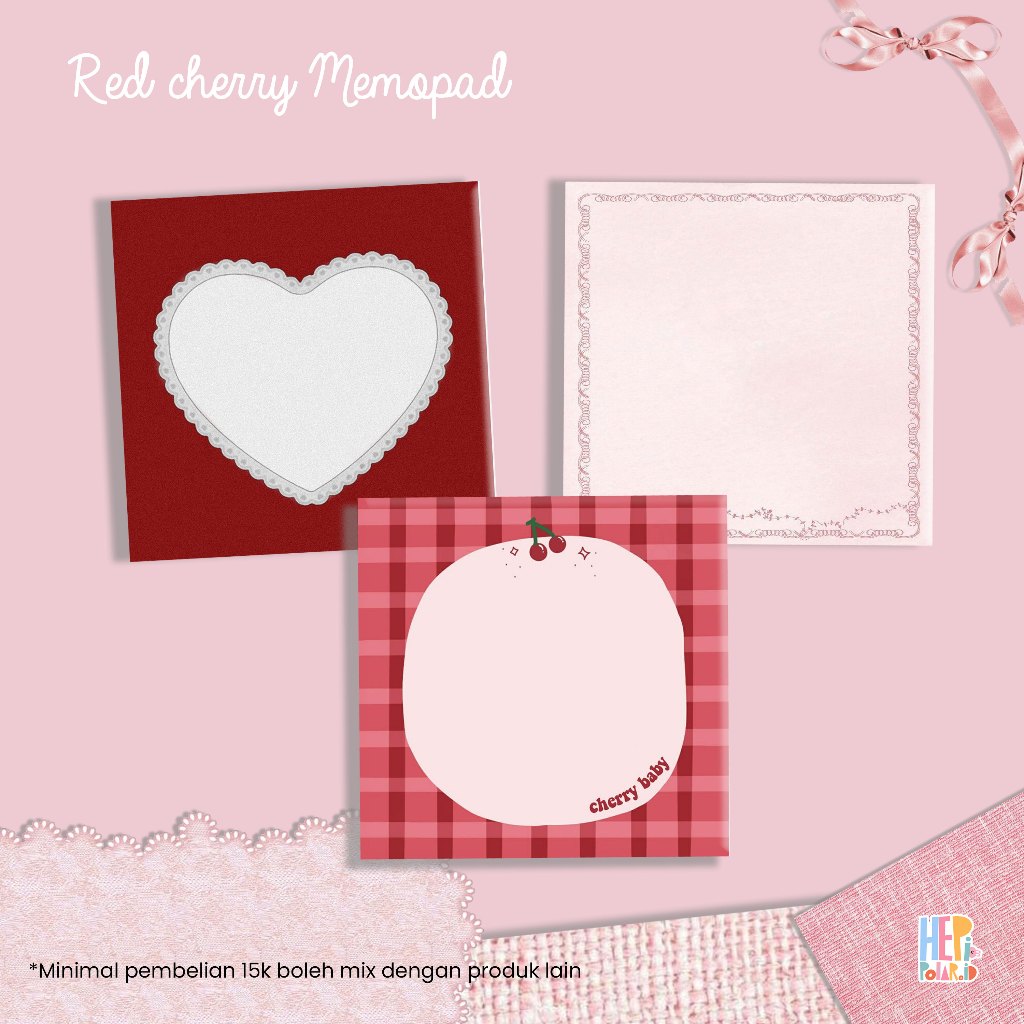 

Memopad Red Cherry Pink Vintage