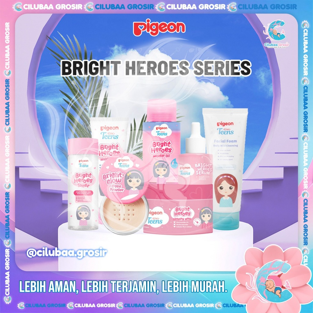 PIGEON TEENS Bright Heroes Series || Paket Skincare Remaja || Skincare Mencerahkan & Melembabkan Waj