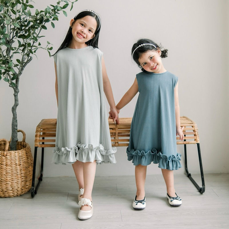 LITTLE ONALA - Chloe Dress | Dress Anak Perempuan Sage Hijau | Baju Pesta Anak Cewek | Christmas Nat