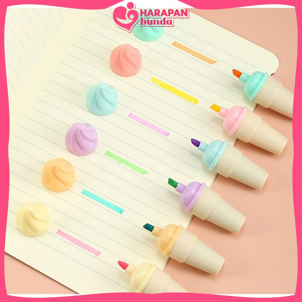 

Spidol Highlighter Model Ice Cream Cone Unik Alat Tulis kantor Stationery / Highlighter Pen Es Krim Cone Monas 6 in 1 Free Pouch Penanda Berwarna Harapan Bunda A57