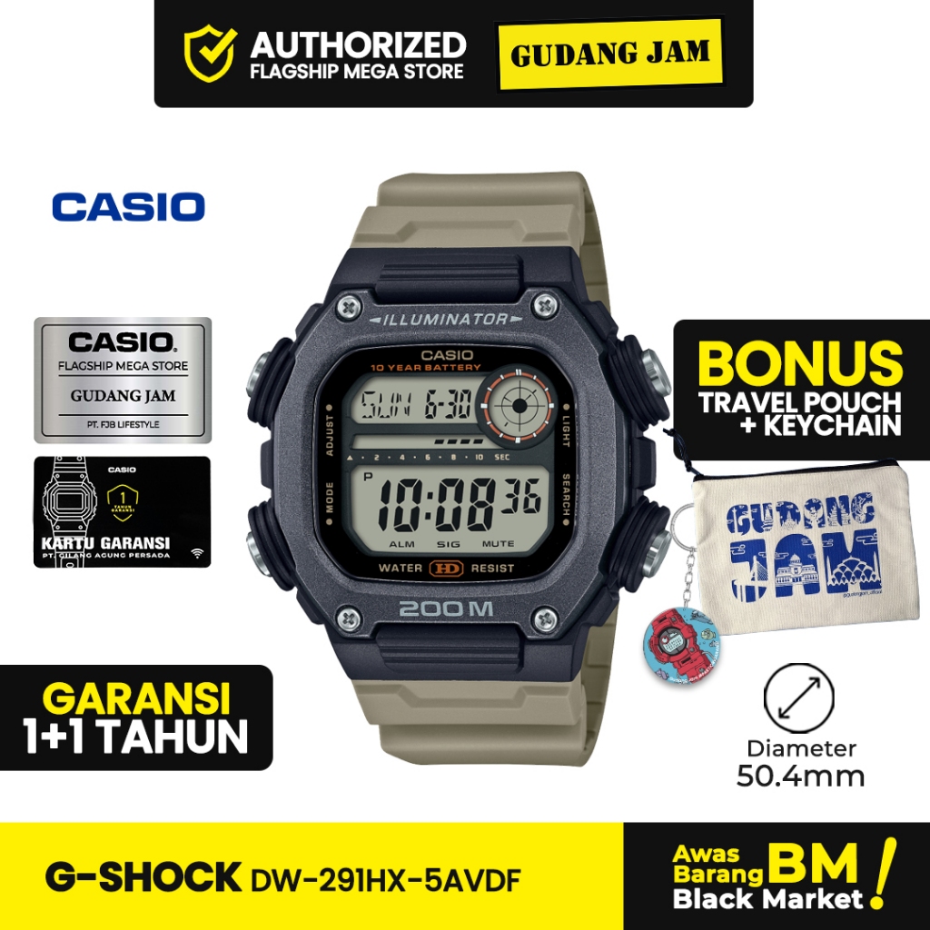 Jam Tangan Pria Casio DW-291HX-5AVDF Water Resistant 200M Resin Band