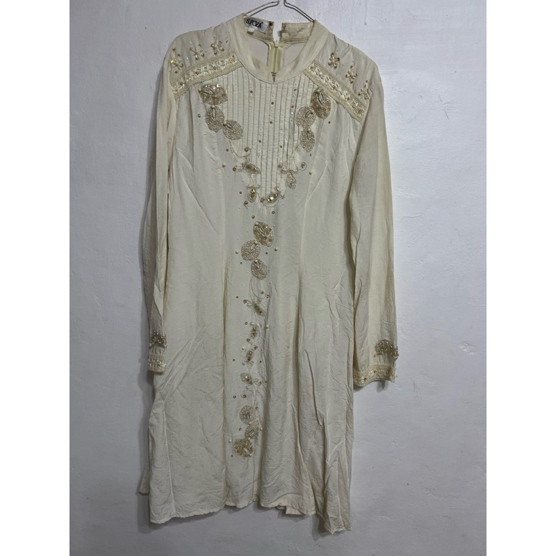 atasan tunik cream payet