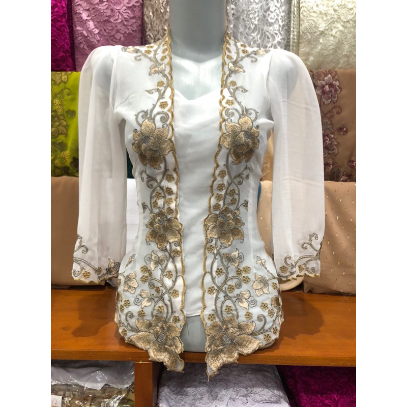 kebaya jadi bordir putih