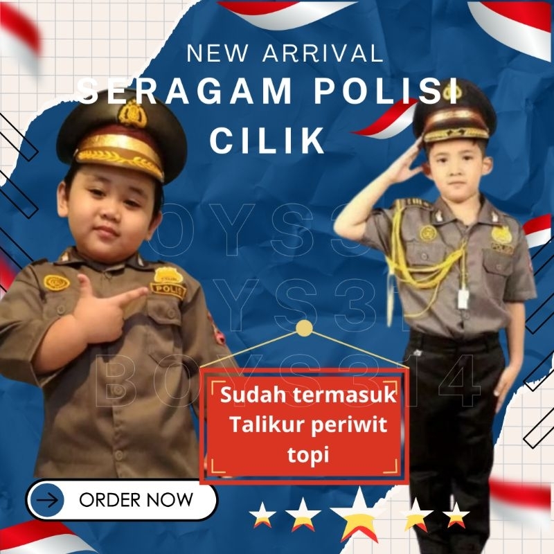 Seragam polisi anak TK/polatas /baju anak polisi/setelan polisi