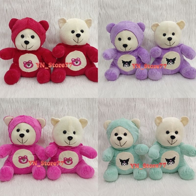 Boneka Viral Bear Karakter Hoodie Buka Topi Lotso Kuromi Sanrio Plush Toy Soft