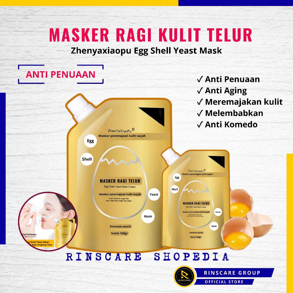 [ MASKER ZHENYAXIAOPU EGG SHELL ] Masker Egg Shell Yeast Mask Cream Anti Aging 100gr