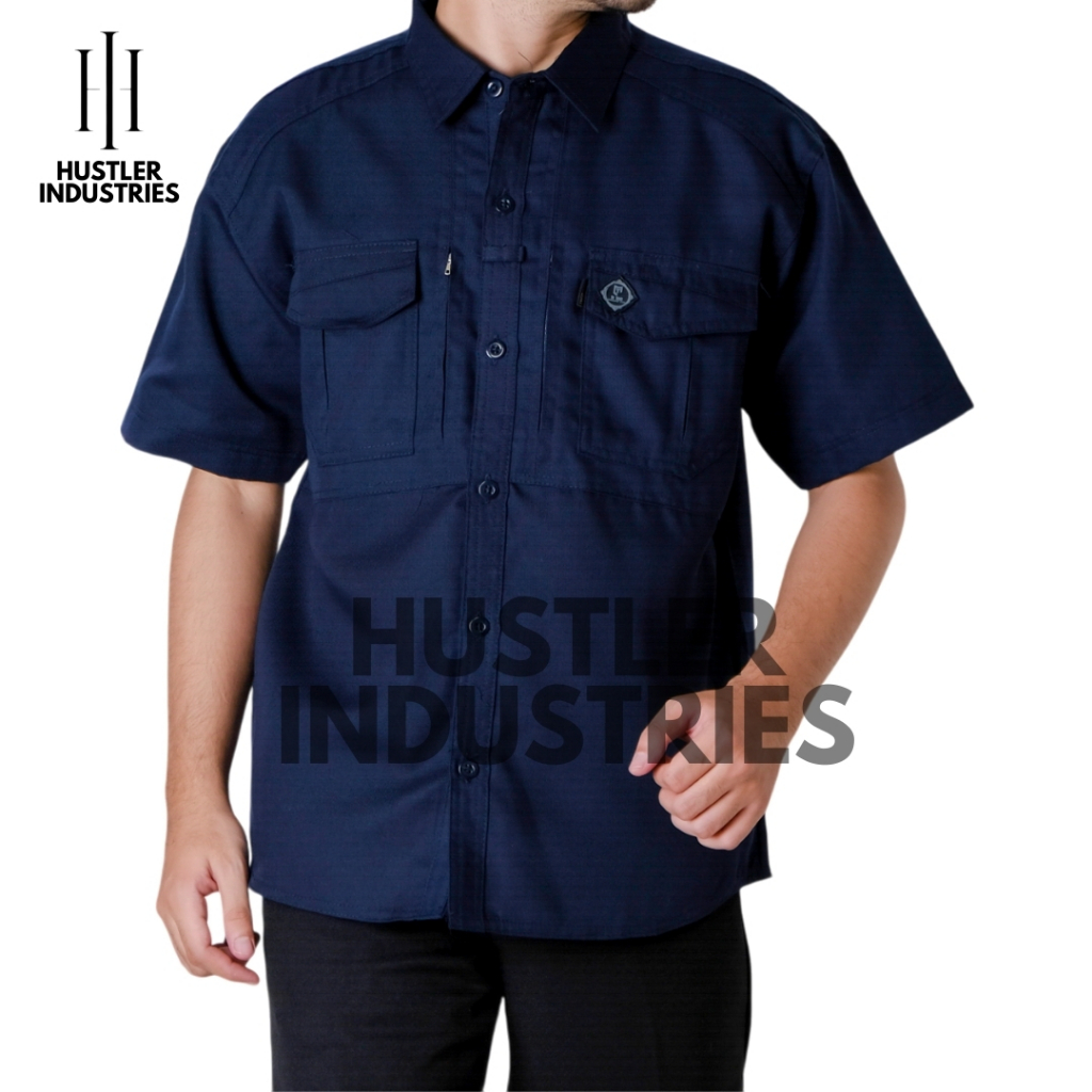 Kemeja Mtac Taktikal Navy Tangan Pendek Terima Bordir Baju Lapangan Terbaik