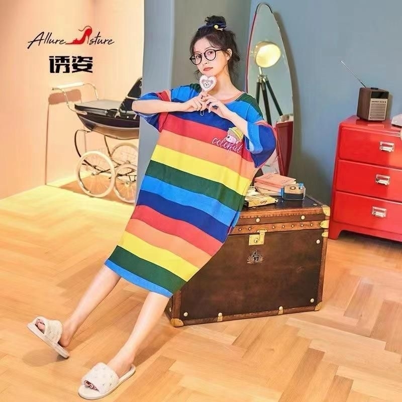 Daster Baju Tidur Terusan Baju Santai Piyama Perempuan Cewek Ala Korea Kekinian Gambar Sesuai Produk