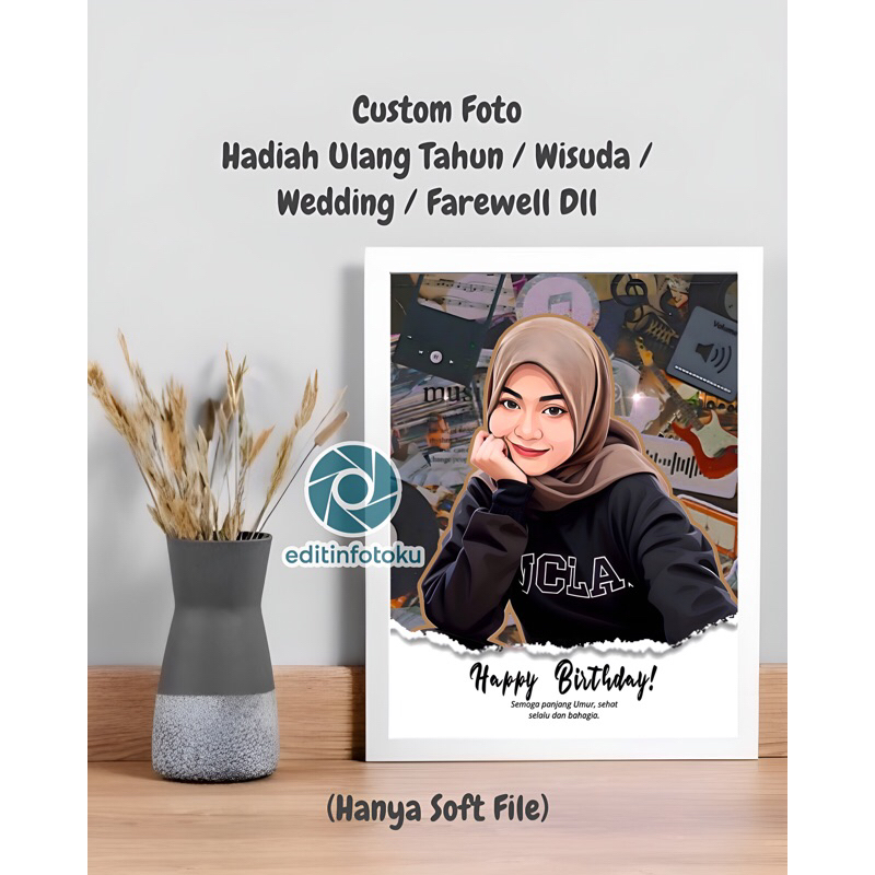 (SOFT FILE) JASA EDIT FOTO HADIAH KADO GIFT WISUDA ULANG TAHUN PERPISAHAN WEDDING VECTOR GANTI BACKG
