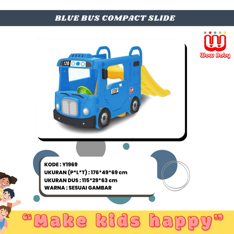 JM BLUE BUS COMPACT SLIDE Y1969 Mainan Bus Perosotan Anak