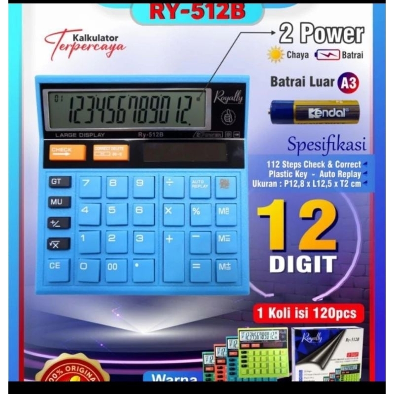 

Kalkulator Royal 512B warna 12digit