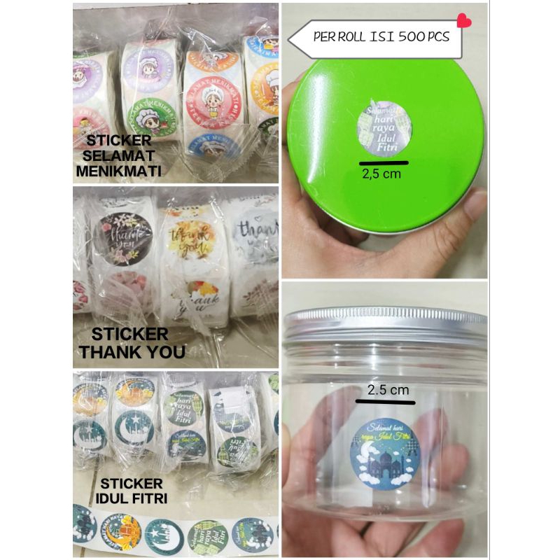

STICKER ROLL (500 pcs) diameter 2,5 cm/ idul fiti/ thank you/ selamat menikmati