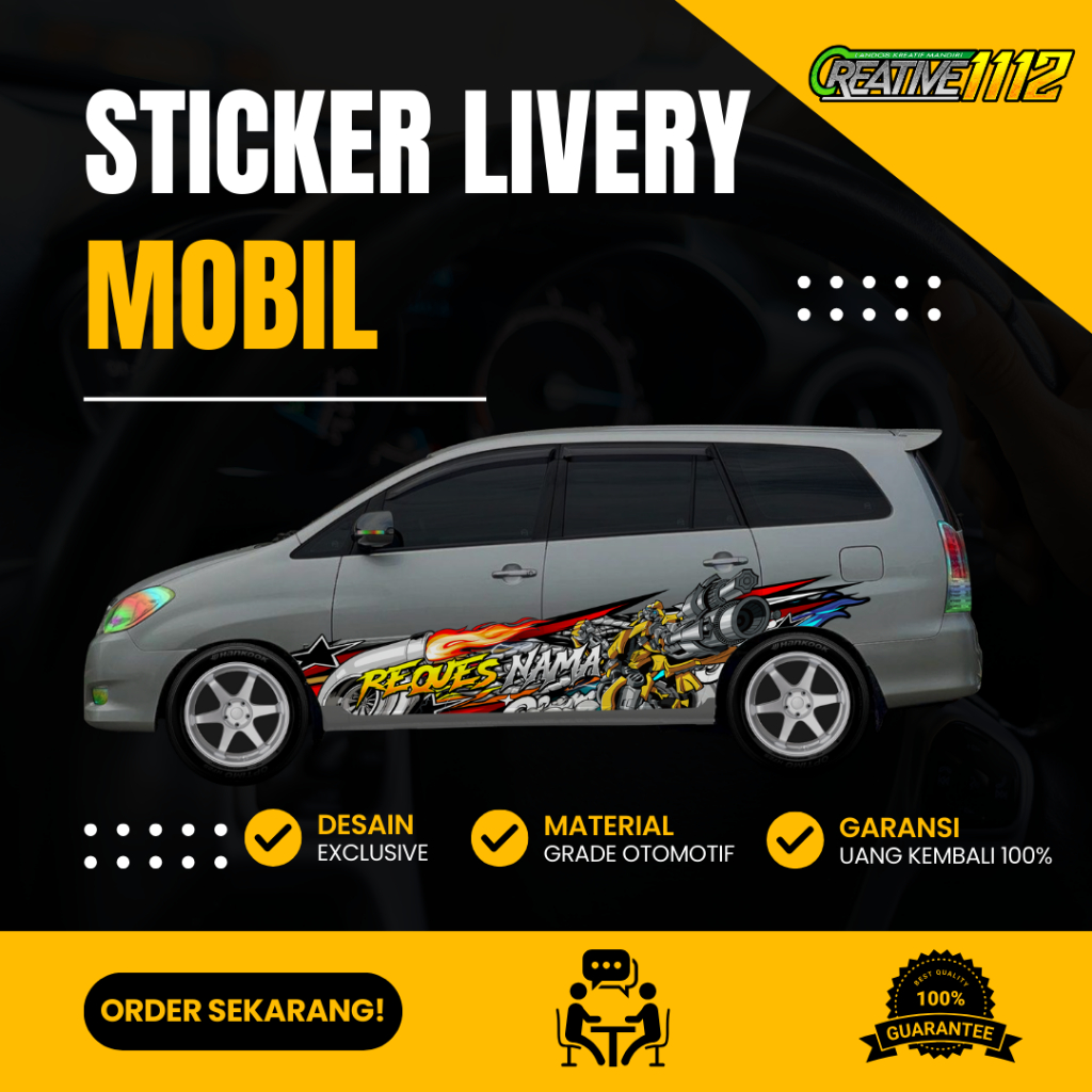 Stiker Mobil Toyota Innova Kustom Livery Nama & Foto untuk Innova 2024 dan Kijang Innova
