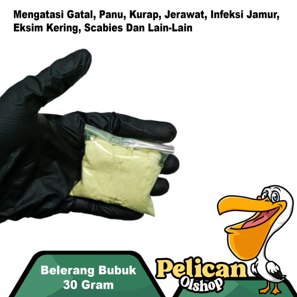 Belerang Bubuk Sulfur 30 Gram Bubuk Powder Obat Gatal Panu (Tidak Larut Dalam Air) Bahan Salep Liran