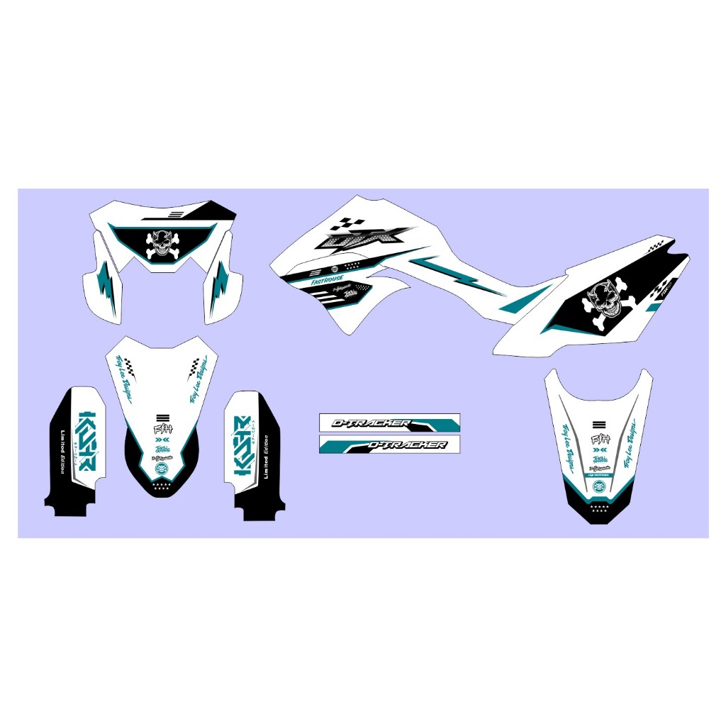 STICKER DECAL KLX DTRACKER 150 PUTIH DESIGN CUSTOM (BISA REQUEST) | stiker decal klx D-Tracker old b