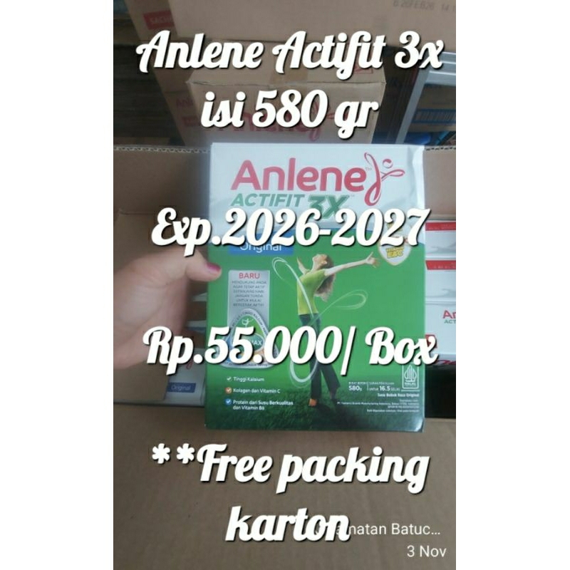 

Anlene Actifit 3x Susu Bubuk Dewasa 580gr Tulang& Sendi Exp.2026-2027