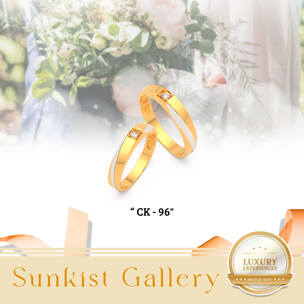 CINCIN COUPLE EMAS ASLI MODEL TERBARU MATA SATU CANTIK ELEGANT MEWAH EMAS MUDA KADAR 375 (8K) ADA SU