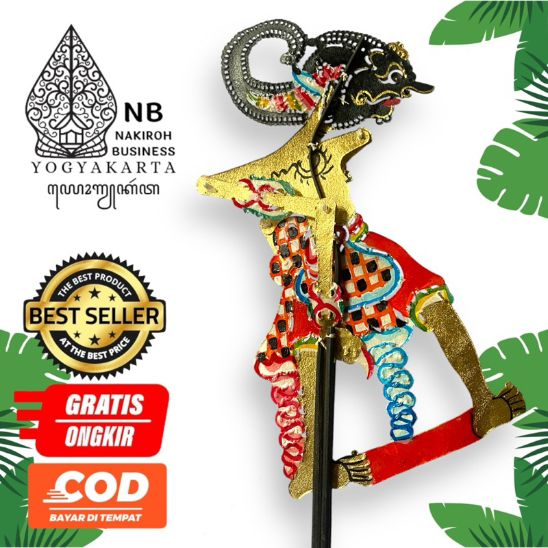 NAKIROHBUSINESS WAYANG kulit BIMA WERKUDARA BAHAN ASLI KULIT SAPI UKURAN FULL -+45CM