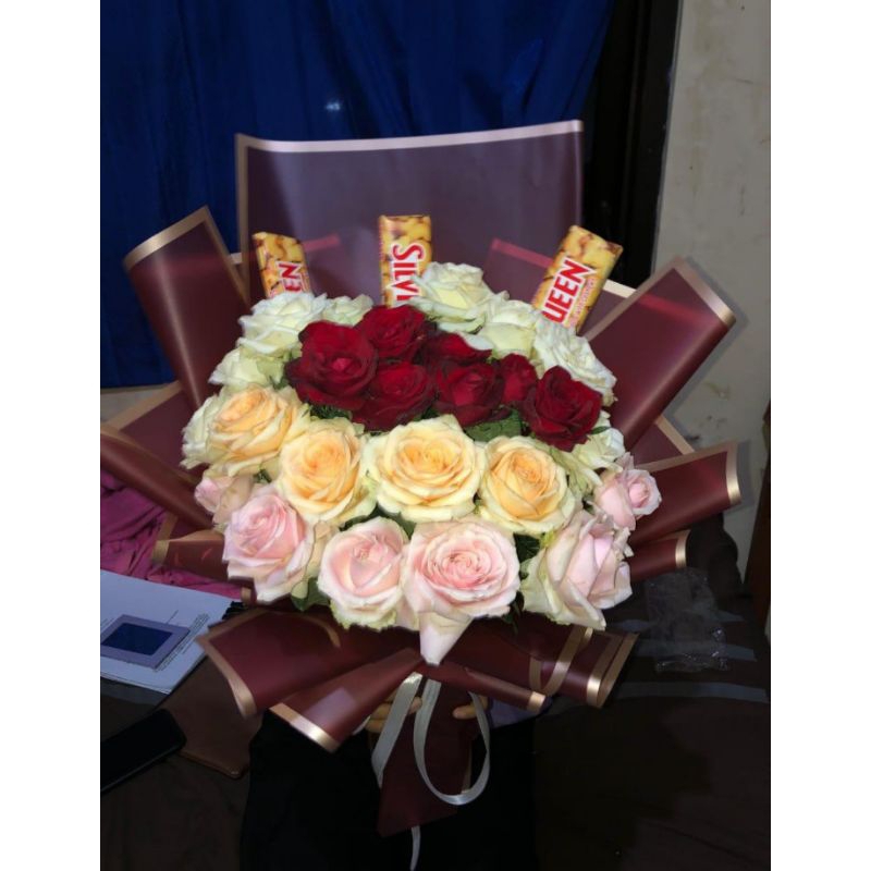 buket bunga coklat asli segar
