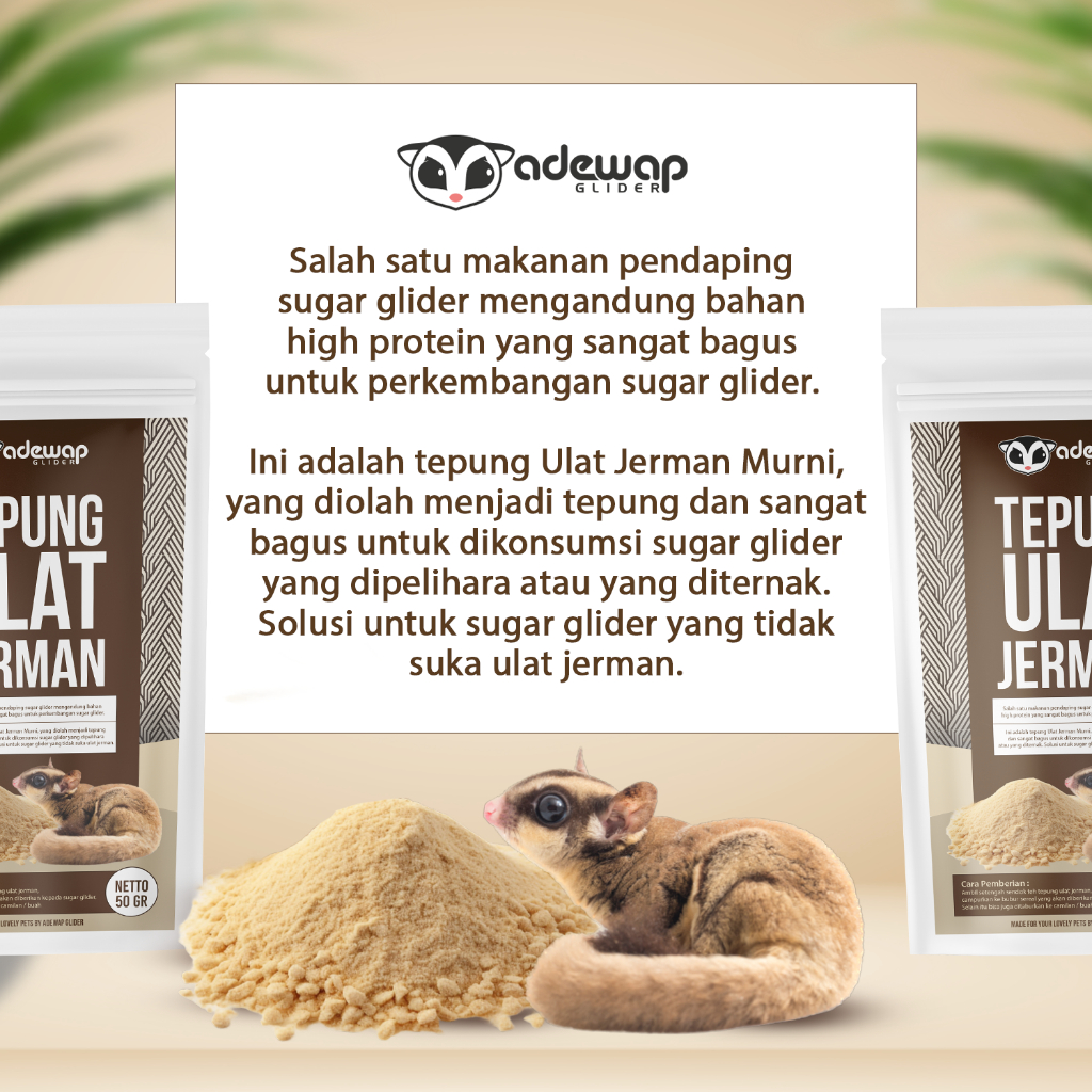 ADEWAP GLIDER Superworm Powder Suplemen Protein Tepung Ulat Jerman High Protein Sugar Glider