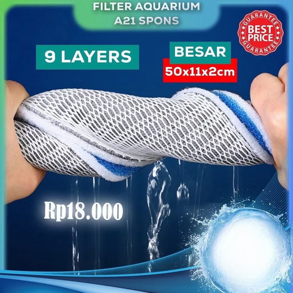 9Layers Filter Aquarium A21 Spons Tangki Ikan Ada Lem Busa Biokimia