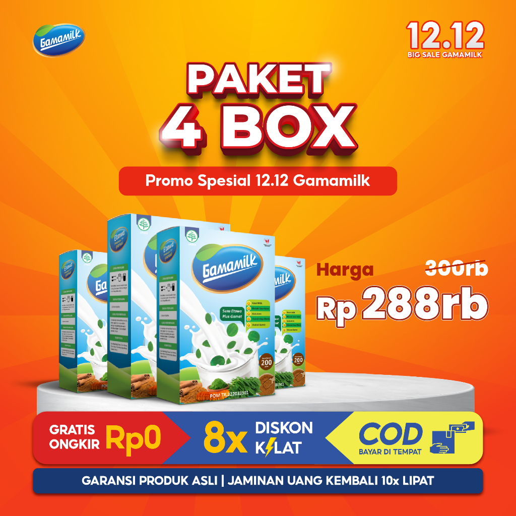 

(4 BOX) Paket GAMAMILK - Susu Kambing Etawa Plus Ekstrak Gamat - HALAL Dan BPOM