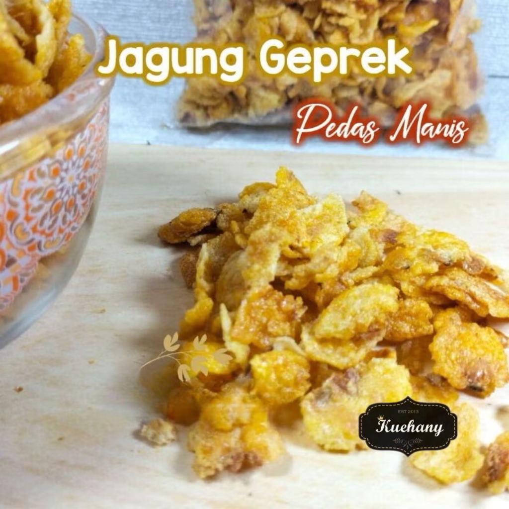 

JAGUNG GEPREK 250gr / RASA PEDAS MANIS / Emping Jagung / Cemilan / Snack kiloan / Kue kering