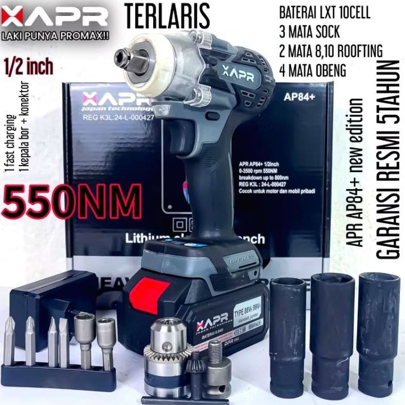 APR Impact Wrench Cordless Bor buka baut kendaraan pembuka baut mobil motor cvt