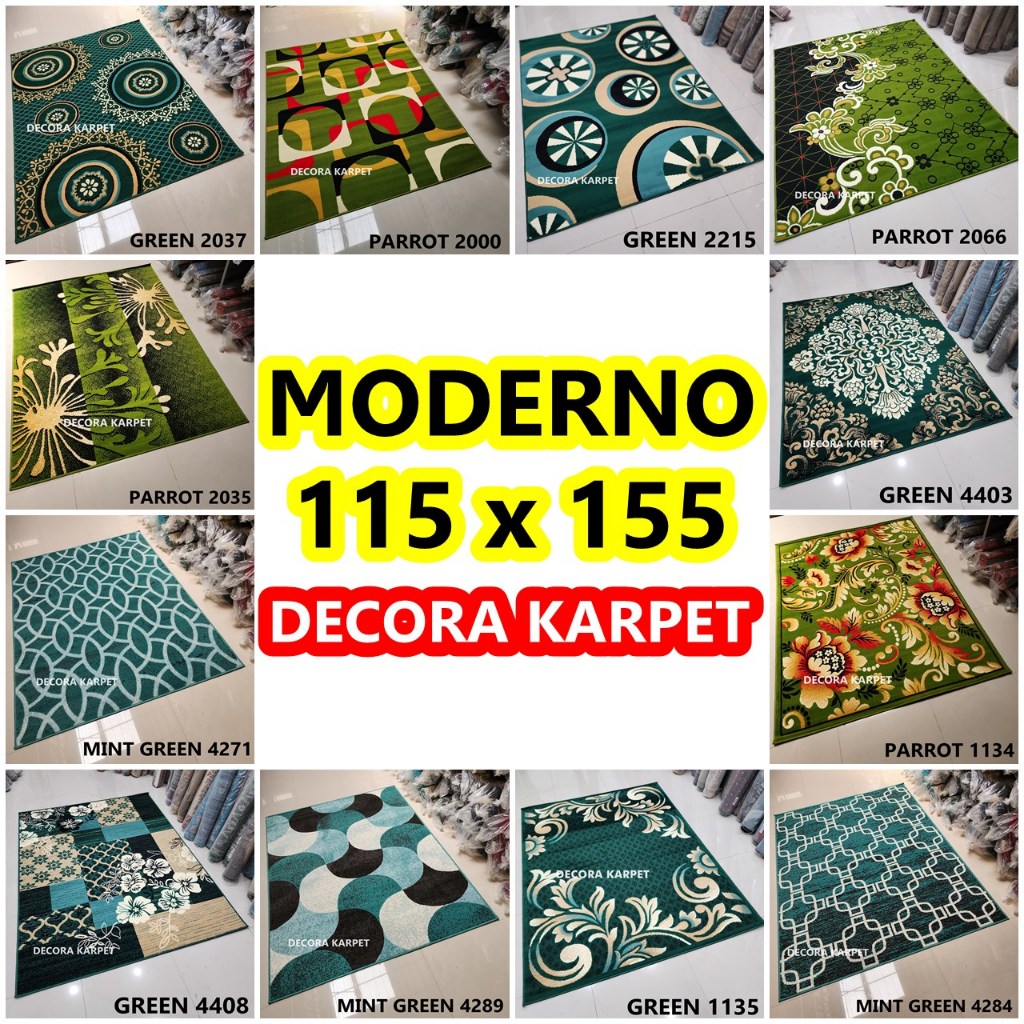 DECORA Karpet Permadani MODERNO Mini 115 x 155 cm Hijau Green Parrot