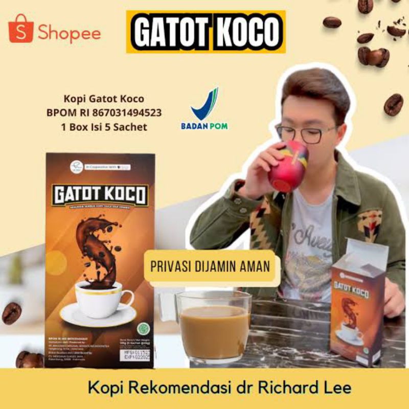 

KOPI GATOT KOCO - MINUMAN KOPI HERBAL 100% ASLI ORIGINAL 1 BOX ISI 5 SACHET BPOM DAN MANJUR