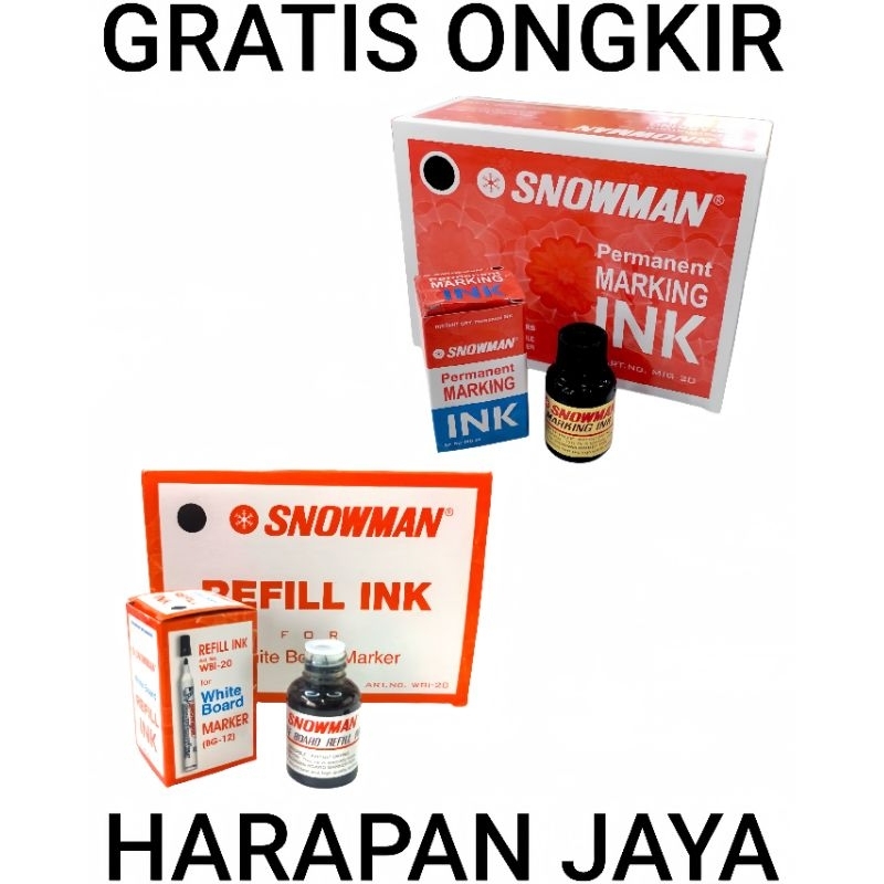 

SNOWMAN Isi Ulang / Refill Tinta White Board & Permanent Ink Per Lusin ( ISI 12 PCS )