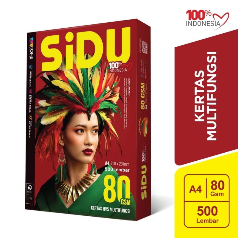 

Kertas HVS A4 80 Gram SIDU Sinar Dunia 1 Rim 500 Lembar Instan/Sameday