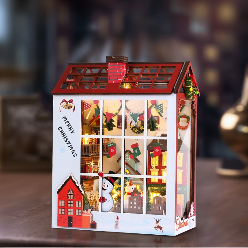 Christmas Book Nook DIY Miniatur Kayu & Kain RB6