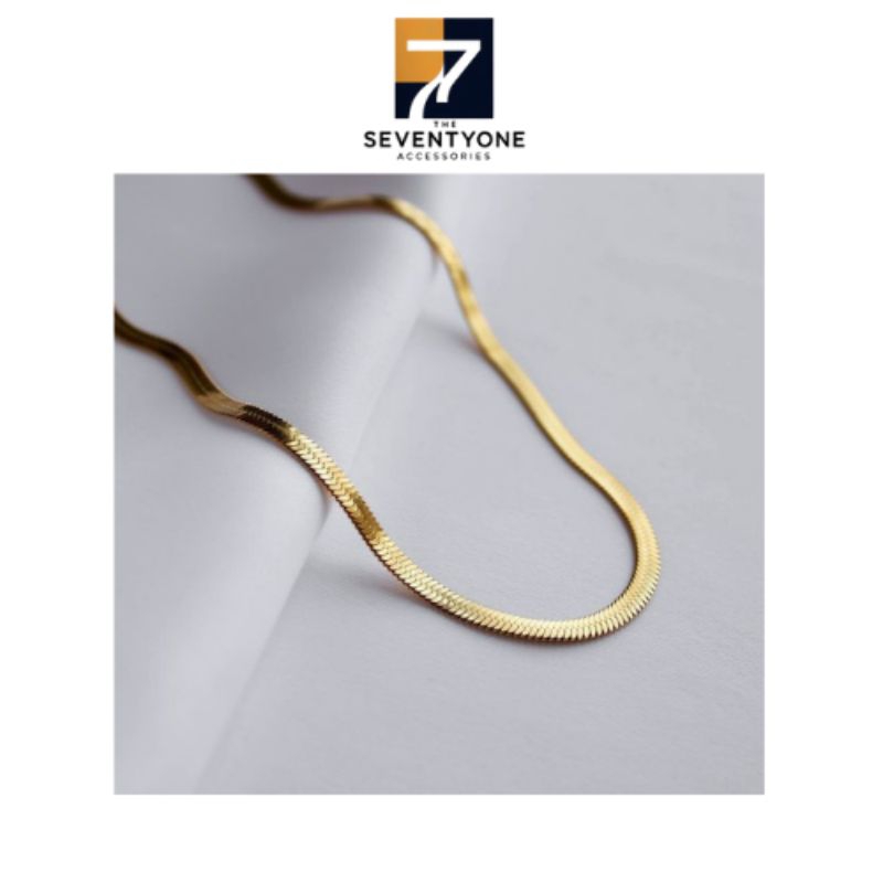 SeventyOne Gold Titanium Plated Necklace | Kalung Fashion Emas Titanium Plat Model Pipih | COD | Kal