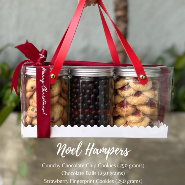 

Noel Hampers - Christmas Hampers(Hampers Natal) - 3 Jar Cookies & Chocolate - Maison Dulce