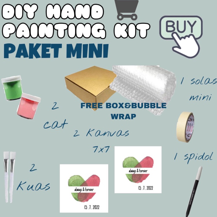 

Borong Laris free boxPAKET MINI DIY HAND PAINTING KIT CAP TANGAN KANVAS COUPLE