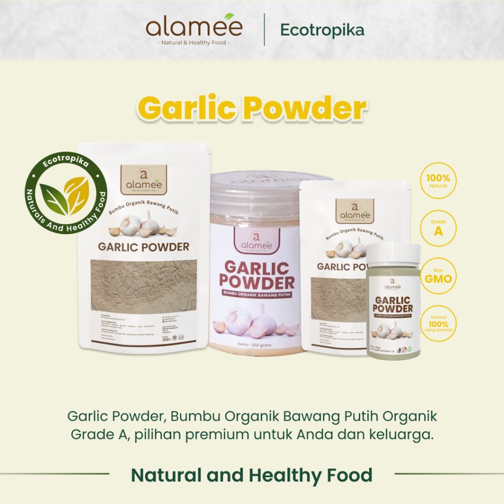 

Ecotropika Bawang Putih Bubuk Ground Garlic Powder Bumbu Dapur Organik Instan Murni Asli Non GMO